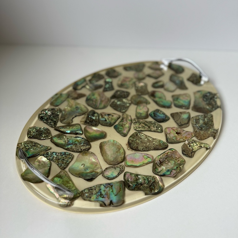 Large Vintage white abalone tray - Picture 3 of 9
